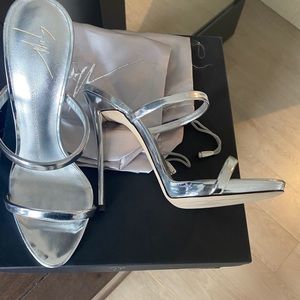 Giuseppe Zanotti Silver Stiletto Sandal 38 NWB